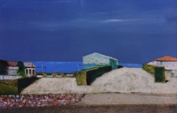 oil painting of a beach in Versilia